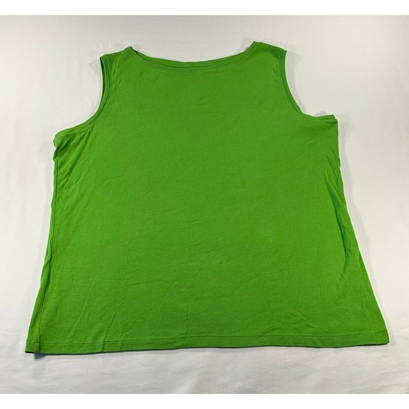 Talbots Tops - Talbots Woman 1X Green 100% Pima Cotton Sleeveless Tank Top Scoop Neck B3